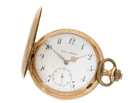 glashütte taschenuhr silber mit goldenen zeiger